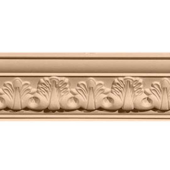 2 1/8in.H x 2 3/8in.P x 3 1/4in.F x 96in.L Acanthus Leaf Carved Wood Crown Moulding, Cherry